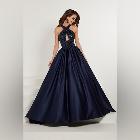 Tiffany Designs Dresses & Skirts - Tiffany Designs by Christina Wu 16327 navy blue long dress beaded top size 10